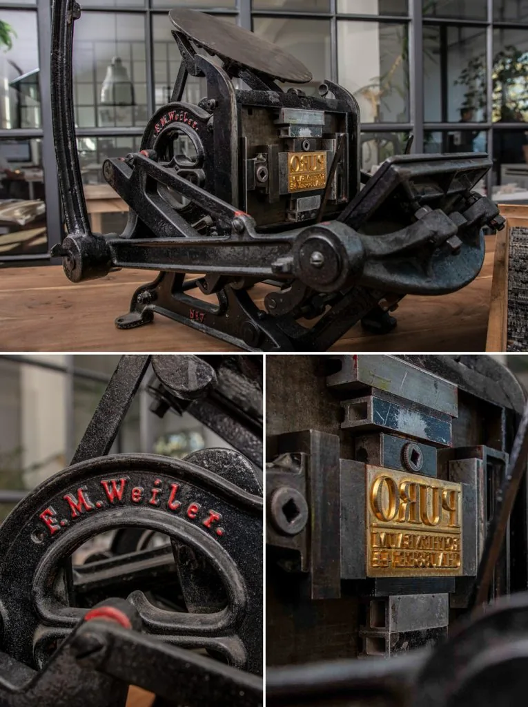 Unsere historische Tiegelpresse, Baujahr ca. 1880, F.M. Weiler New York